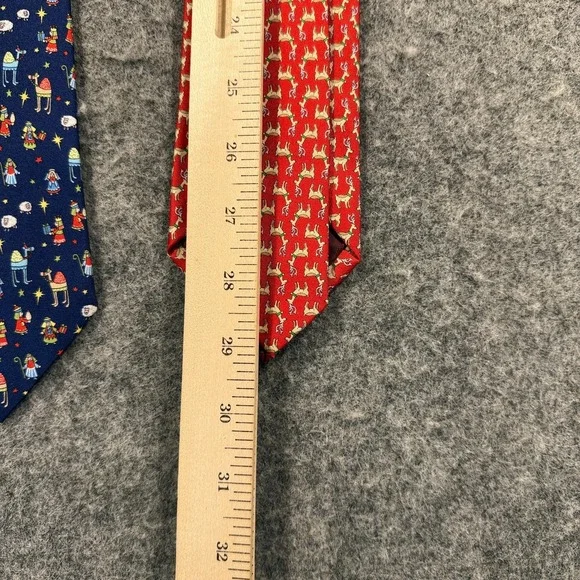 Salvatore Ferragamo Silk Ties Mens Lot 2 Red Reindeer Nativity Christmas Italy